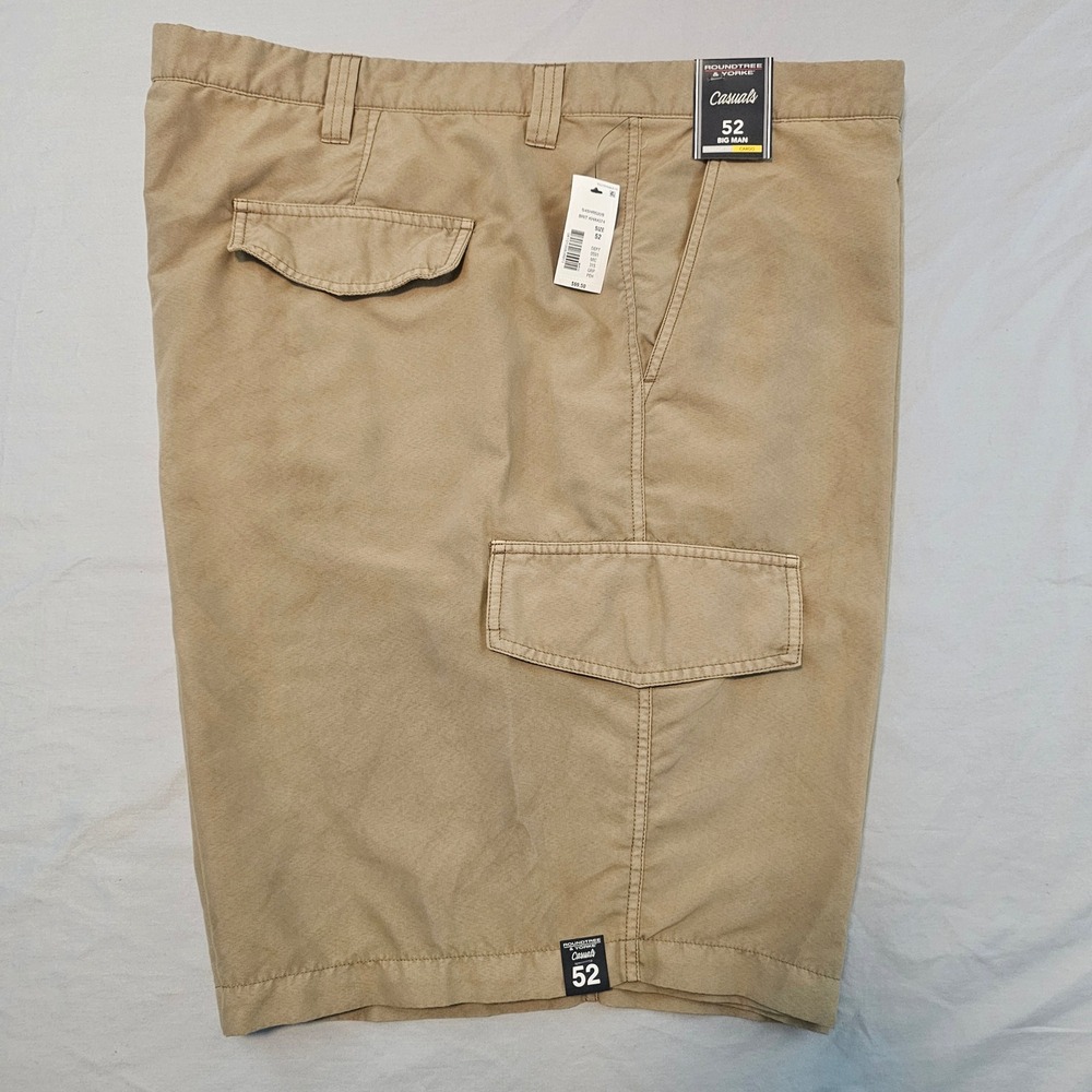 Roundtree & Yorke 52 Big Man Khaki Cargo Shorts 9" inseam NWT $69 L871